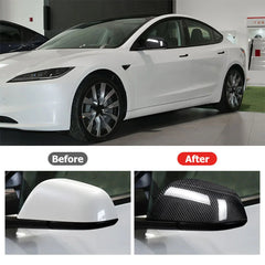 Carbon Fibre Rear View Mirror Covers For Tesla Model 3 (2021–2026)