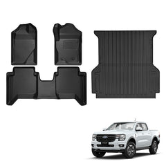Bundle: TPE Floor Mats & Liners Set For Ford Ranger Double Cab Hybrid (2024-2026)