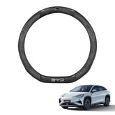 Carbon Fiber Style Nappa Leather Steering Wheel Cover For BYD
