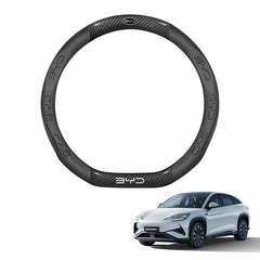 Carbon Fiber Style Nappa Leather Steering Wheel Cover For BYD