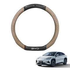 Carbon Fiber Style Nappa Leather Steering Wheel Cover For BYD