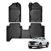 3D All-Weather TPE Floor Mats For Ford Ranger Double Cab Hybrid (2024-2026)