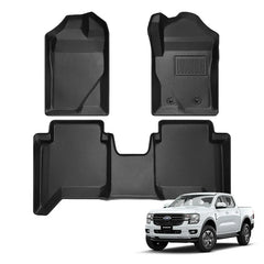 3D All-Weather TPE Floor Mats For Ford Ranger Double Cab Hybrid (2024-2026)