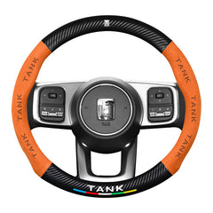 Carbon Fiber Style Nappa Leather Steering Wheel Cover For GWM Tank 300/500