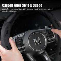 Carbon Fiber Style Nappa Leather Steering Wheel Cover For GWM Tank 300/500