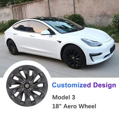 18‘’ Turbine Symmetrical Wheel Covers Matte Black For Tesla Model 3 (2021-2023)