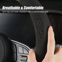 Carbon Fiber Style Nappa Leather Steering Wheel Cover For BYD