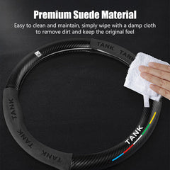 Carbon Fiber Style Nappa Leather Steering Wheel Cover For GWM Tank 300/500