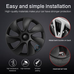 19‘’ Turbine Wheel Covers Matte Black for Model Y - TESDADDY