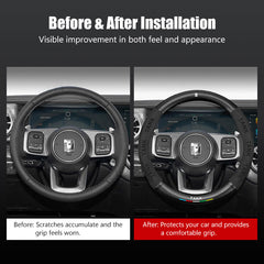 Carbon Fiber Style Nappa Leather Steering Wheel Cover For GWM Tank 300/500