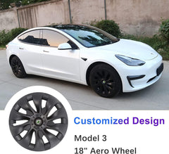 18‘’ Turbine Wheel Covers Matte Black for Model 3 - TESDADDY