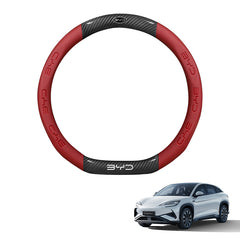 Carbon Fiber Style Nappa Leather Steering Wheel Cover For BYD
