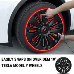 19‘’ Gemini Wheel Covers Matt Black for Model Y