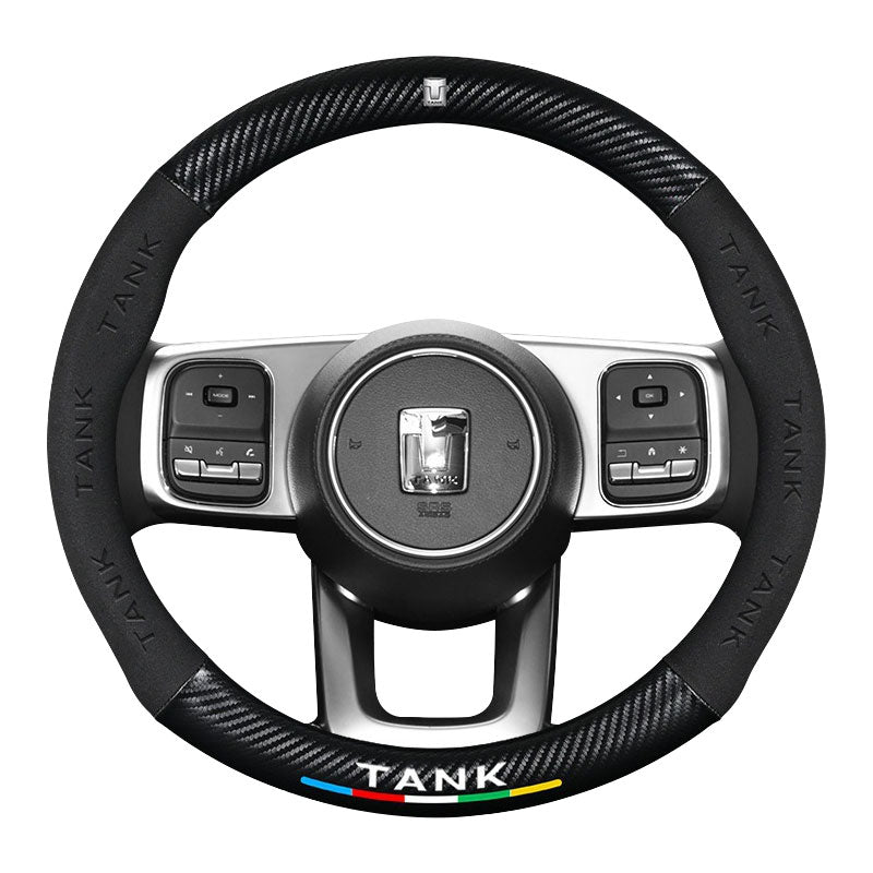 Carbon Fiber Style Nappa Leather Steering Wheel Cover For GWM Tank 300/500