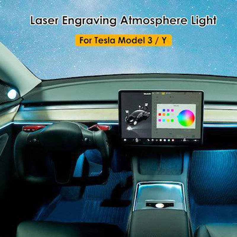 Laser Engraving Atmosphere Light For Tesla Model 3 (2021-2023)/ Model Y (2022-2024)