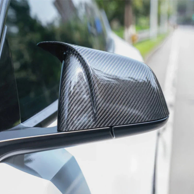 Real Carbon Fibre Rear View Mirror Covers For Tesla Model 3 (2021-2026)