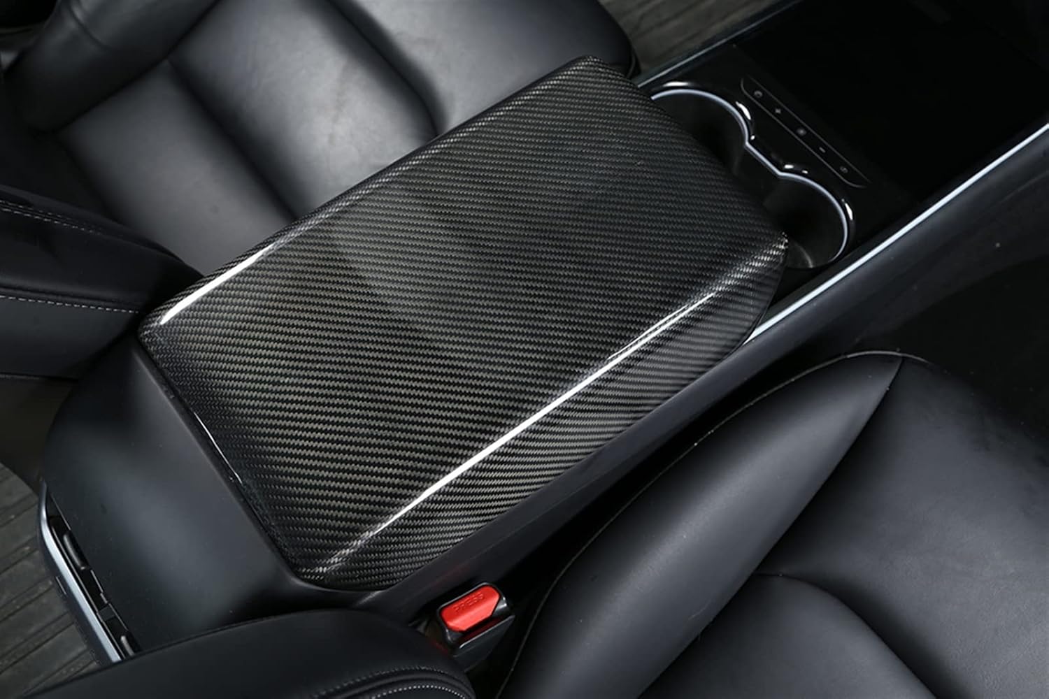 Real Carbon Fibre Armrest Cover For Tesla Model 3(2021-2023)/Model Y(2022-2024)