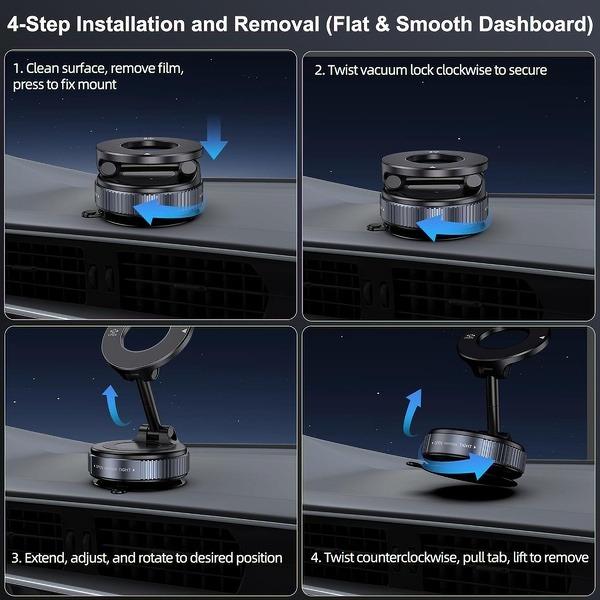 Foldable Magnetic Phone Holder — Dashboard & Windshield