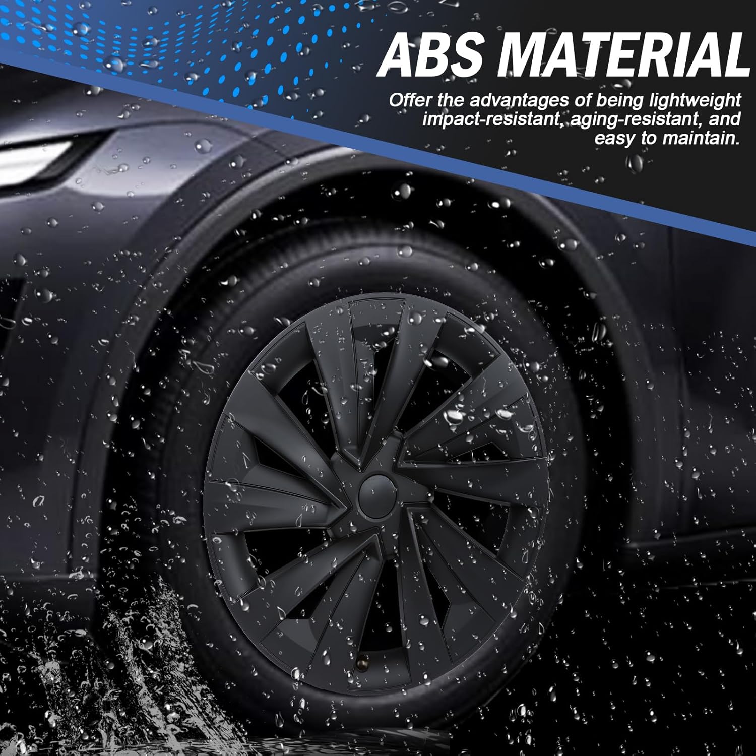 19" Bladed Wheel Covers Matt Black For Tesla Model Y(2025-2026)