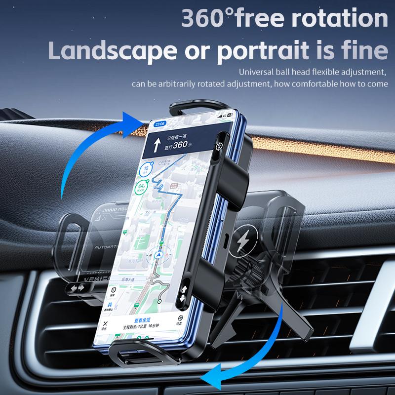 15W Dual Coil Wireless Car Charger Phone Mount