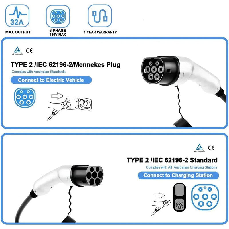 Type 2 to Type 2 EV Charging Cable