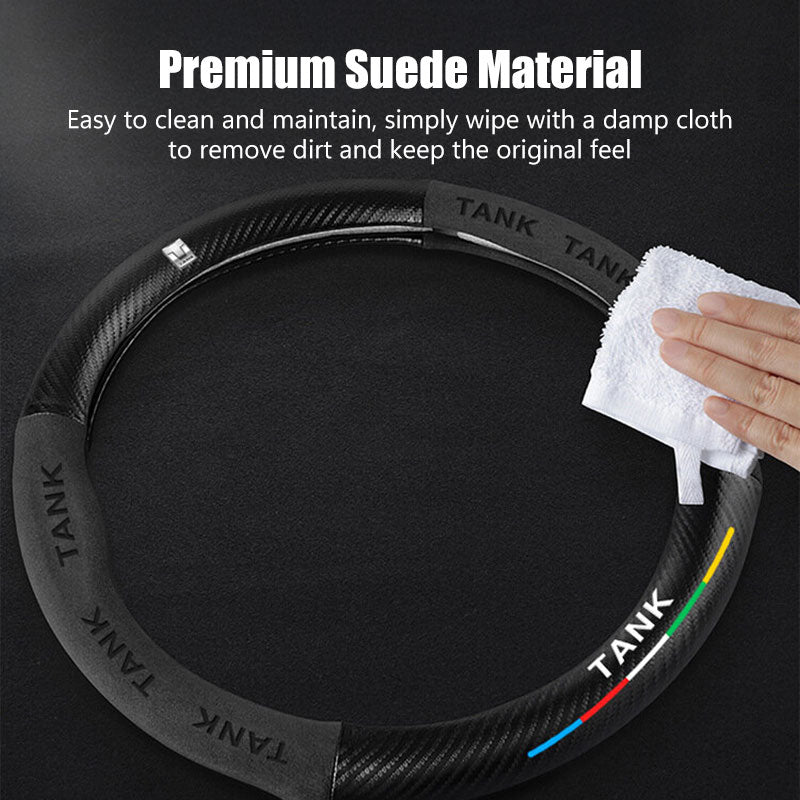 Carbon Fiber Style Nappa Leather Steering Wheel Cover For GWM Tank 300/500