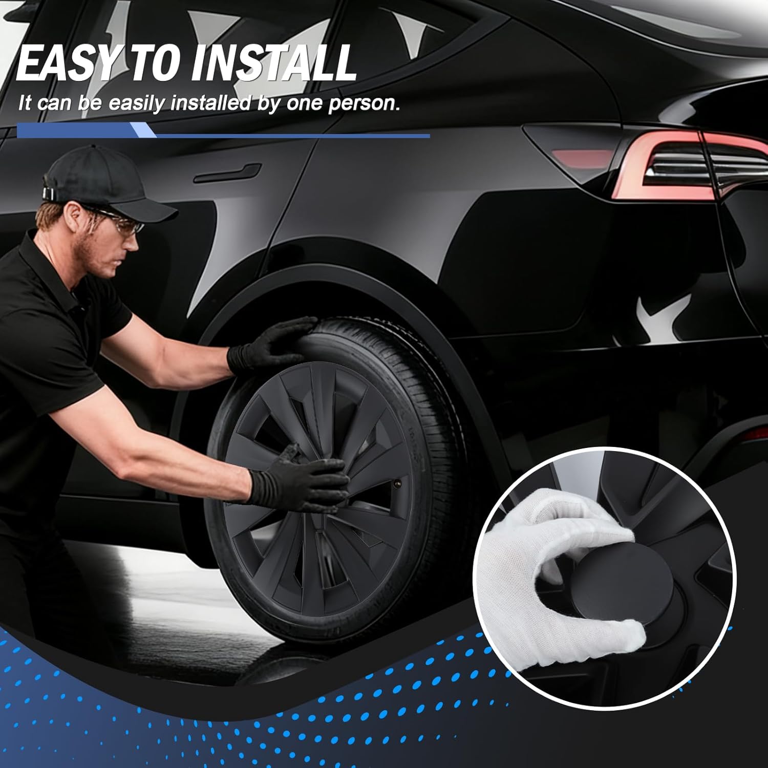 19" Bladed Wheel Covers Matt Black For Tesla Model Y(2025-2026)