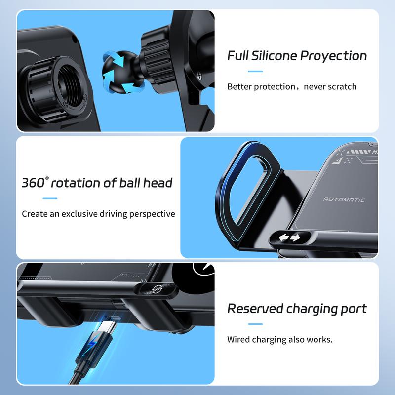 15W Dual Coil Wireless Car Charger Phone Mount
