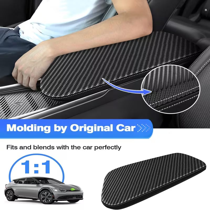Anti-Scratch Console Cover (Carbon Fiber/Leather) For Kia EV6 2022-2026