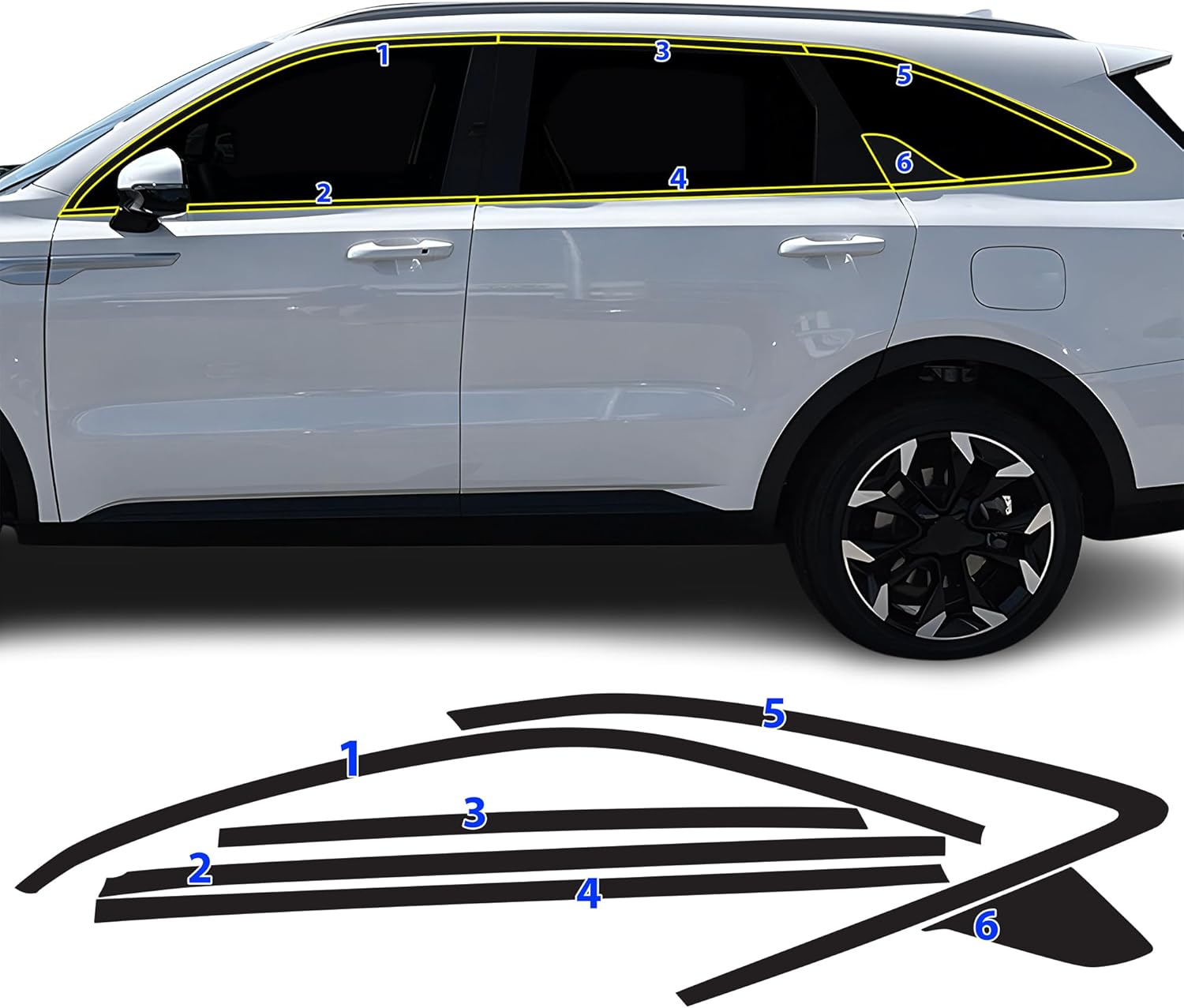 Side Window Chrome Delete (Gloss Black) For Kia Sorento (2021-2026)