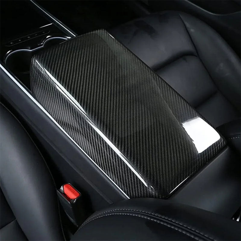 Real Carbon Fibre Armrest Cover For Tesla Model 3(2021-2023)/Model Y(2022-2024)
