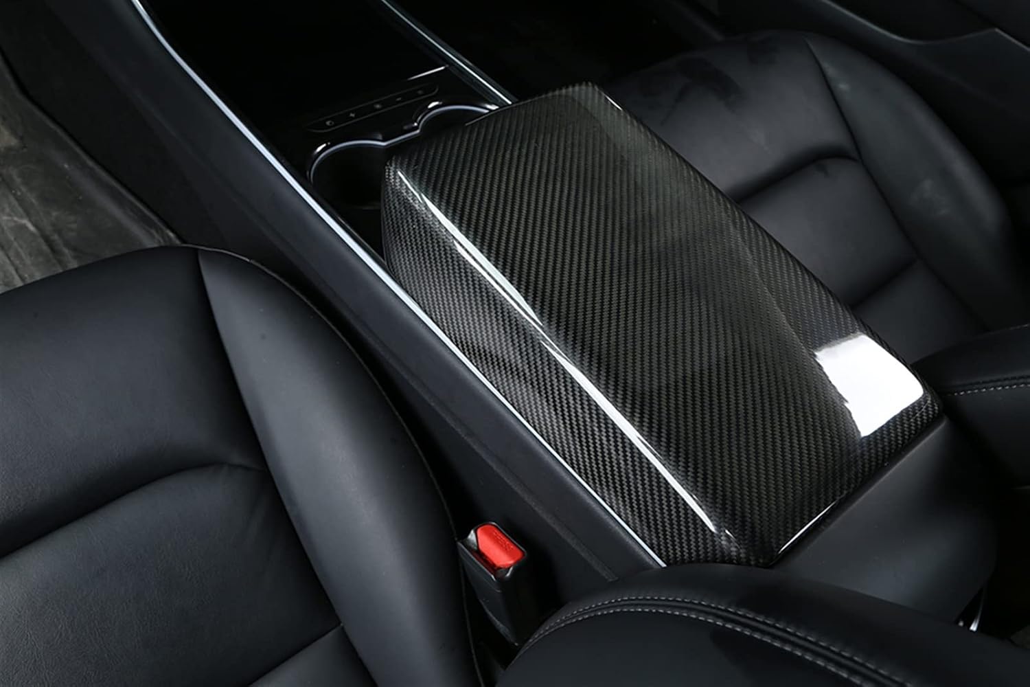 Real Carbon Fibre Armrest Cover For Tesla Model 3(2021-2023)/Model Y(2022-2024)