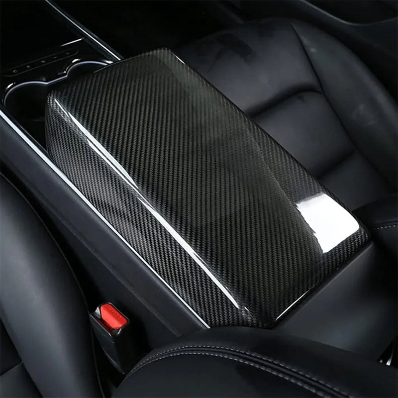 Real Carbon Fibre Armrest Cover For Tesla Model 3 (2024–2026) / Model Y (2025–2026)