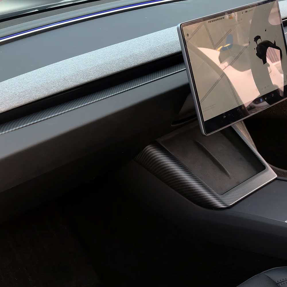 Real Carbon Fibre Wireless Phone Charger Surround  For Tesla Model 3(2024-2026)/Model Y(2025-2026)