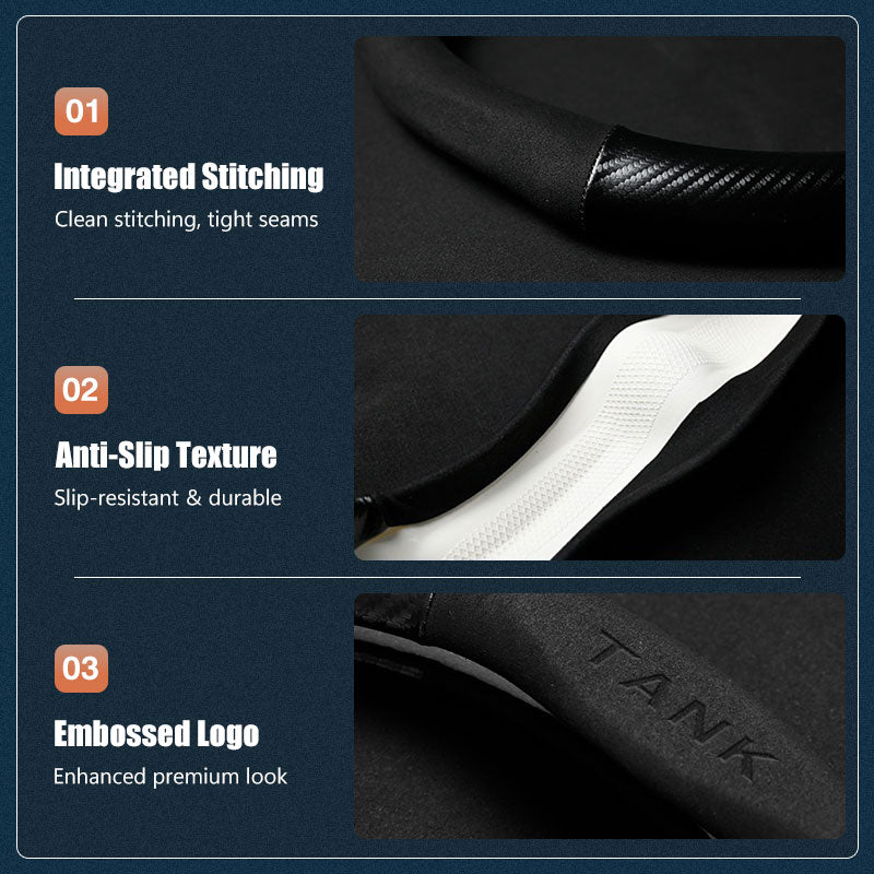 Carbon Fiber Style Nappa Leather Steering Wheel Cover For GWM Tank 300/500