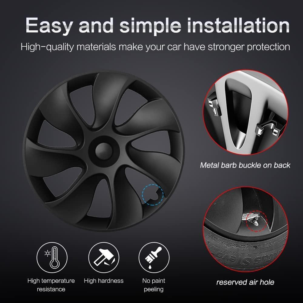 19‘’ Turbine Wheel Covers Matte Black for Model Y - TESDADDY