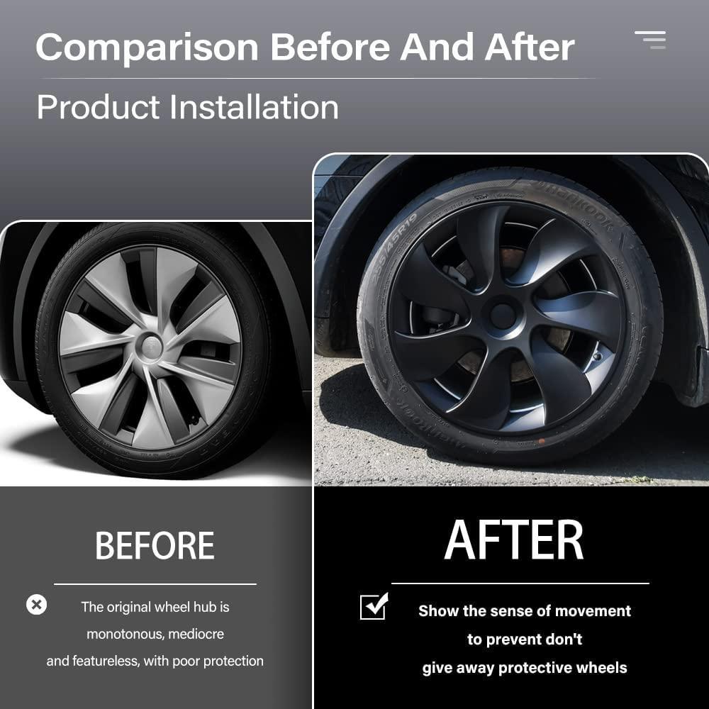 19‘’ Turbine Wheel Covers Matte Black for Model Y - TESDADDY