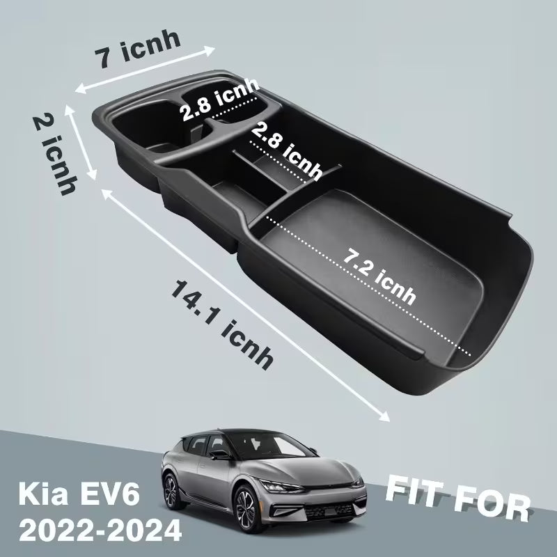 Lower Dashboard Storage Tray (Durable, USB+Holders) For KIA EV6 2022-2026