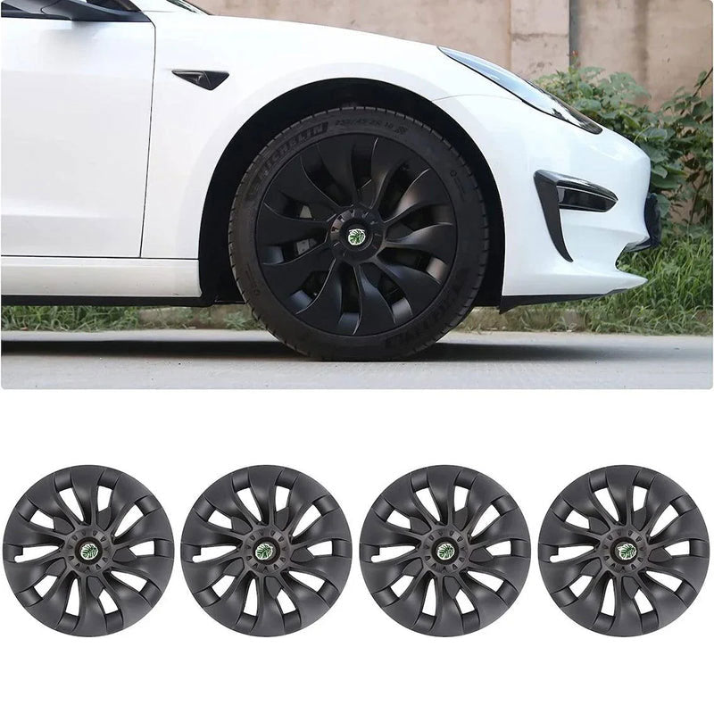 18‘’ Turbine Symmetrical Wheel Covers Matte Black For Tesla Model 3 (2021-2023）