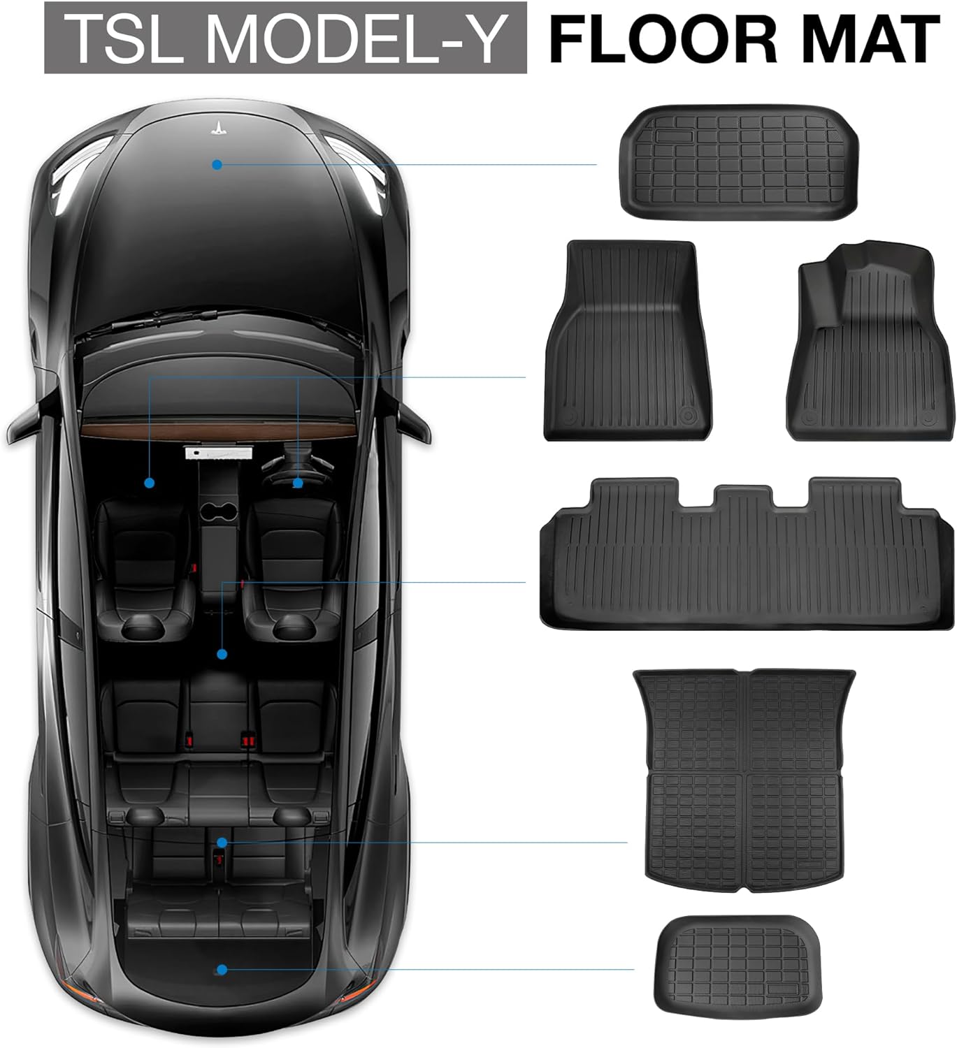 Floor Mats and Liners For Tesla Model Y (2022-2024)