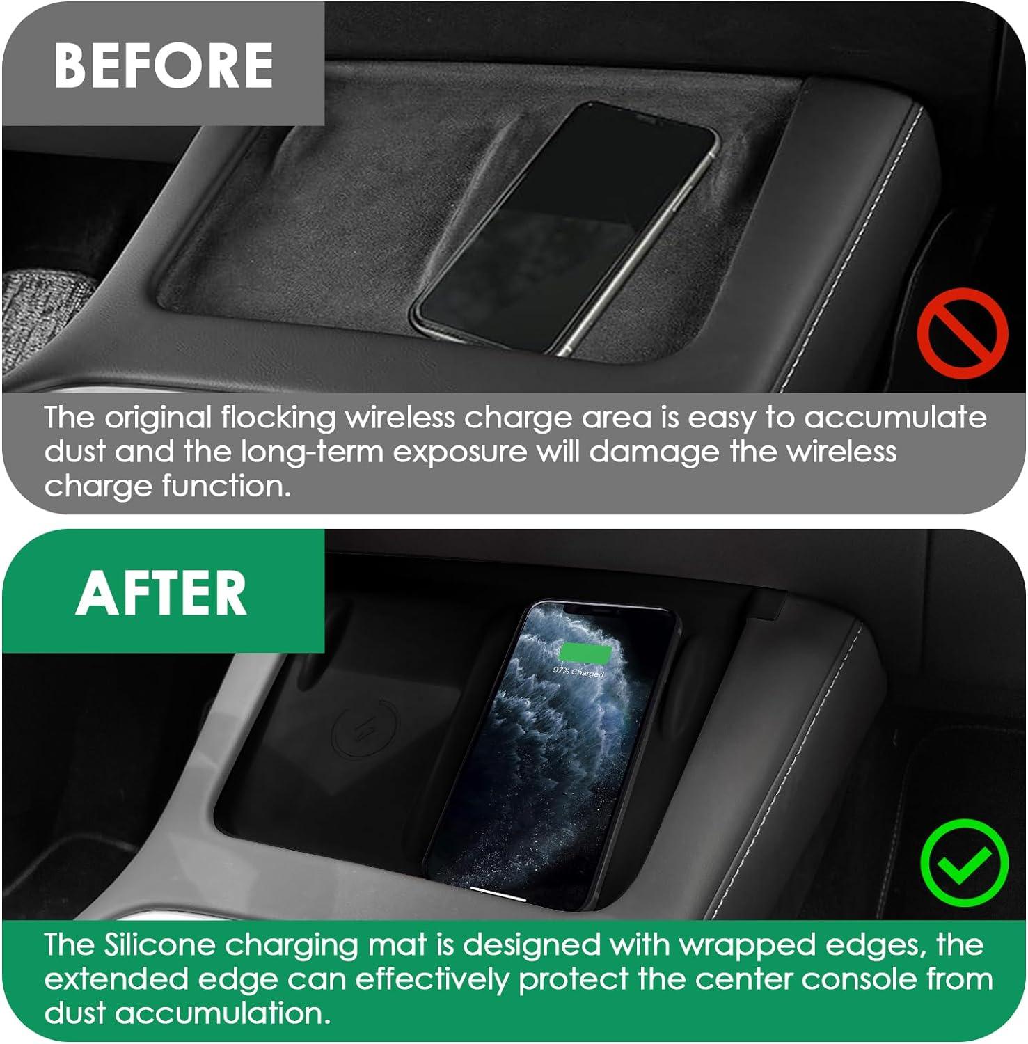 Center Console Wireless Charging Silicone Liner Protector For Model 3/Y - TESDADDY