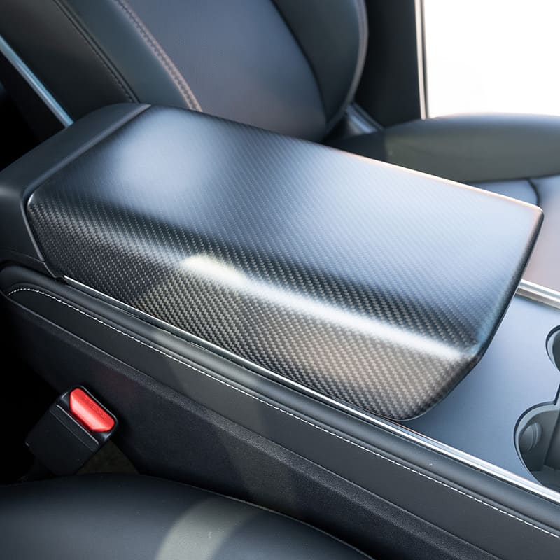 Real Carbon Fibre Armrest Cover For Tesla Model 3(2021-2023)/Model Y(2022-2024)
