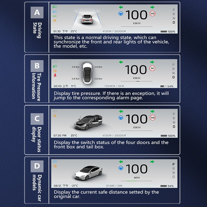 8.8" Smart LCD Display For Tesla Model 3 (2021-2023)/Model Y (2022-2024)