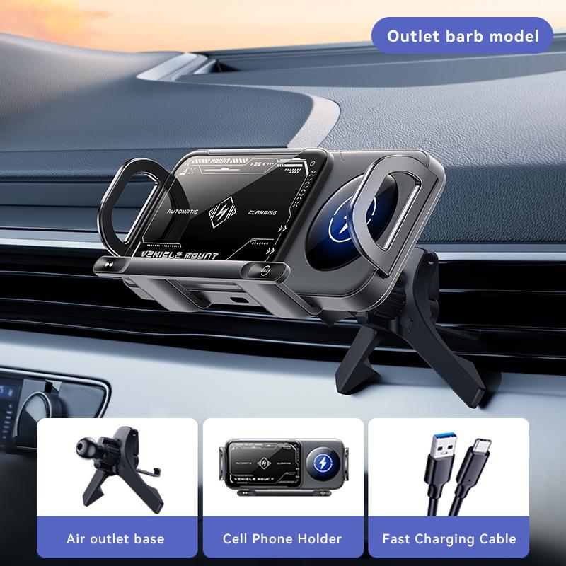 15W Dual Coil Wireless Car Charger Phone Mount