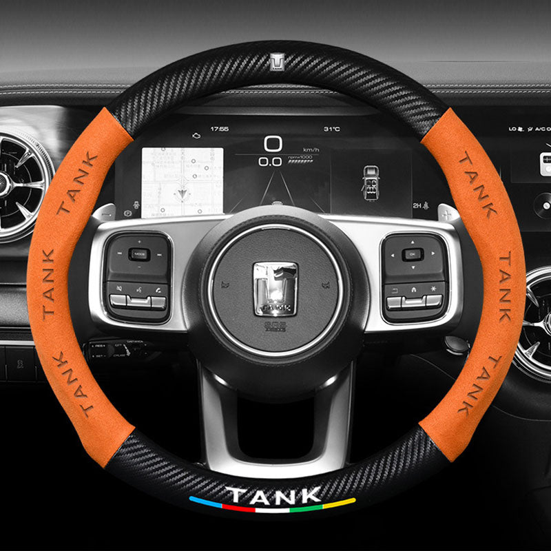 Carbon Fiber Style Nappa Leather Steering Wheel Cover For GWM Tank 300/500