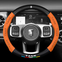 Carbon Fiber Style Nappa Leather Steering Wheel Cover For GWM Tank 300/500