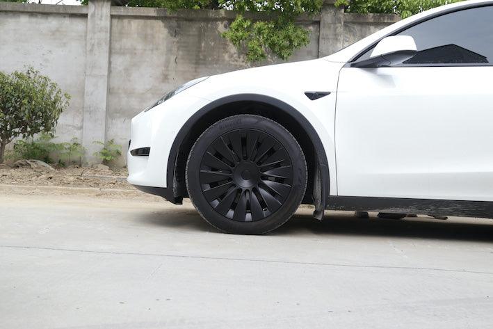 19‘’ Helios Wheel Covers Matt Black For Model Y - TESDADDY