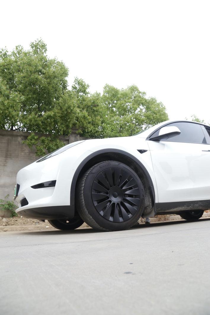 19‘’ Helios Wheel Covers Matt Black For Model Y - TESDADDY
