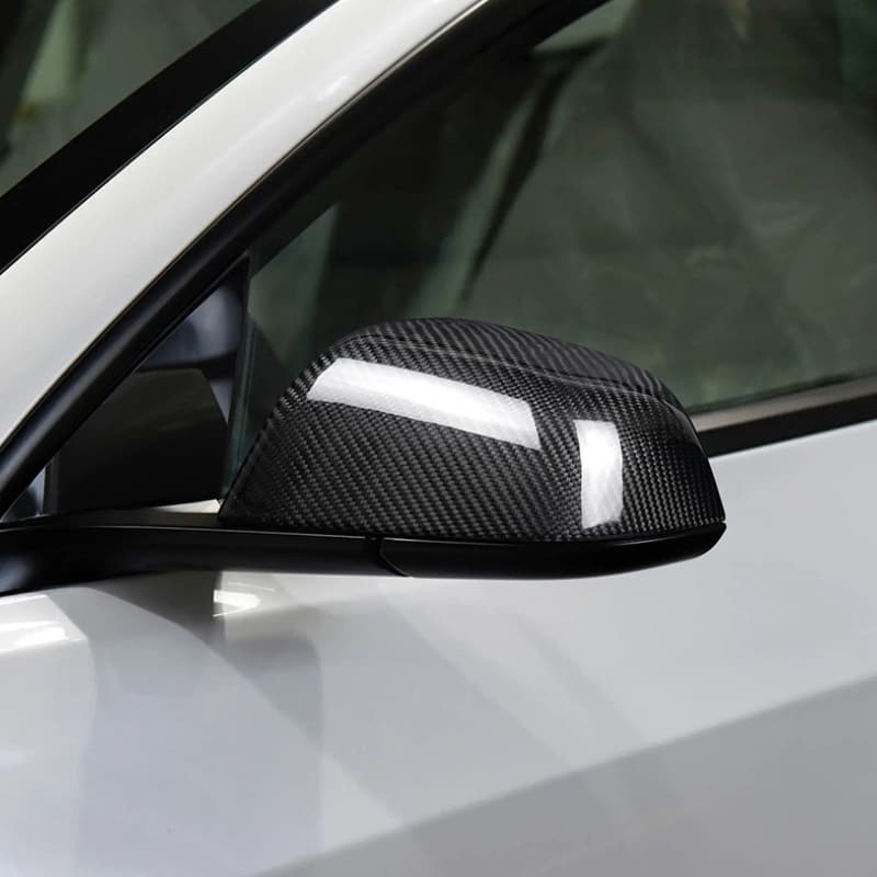 Real Carbon Fibre Rear View Mirror Covers For Tesla Model 3 (2024–2026)