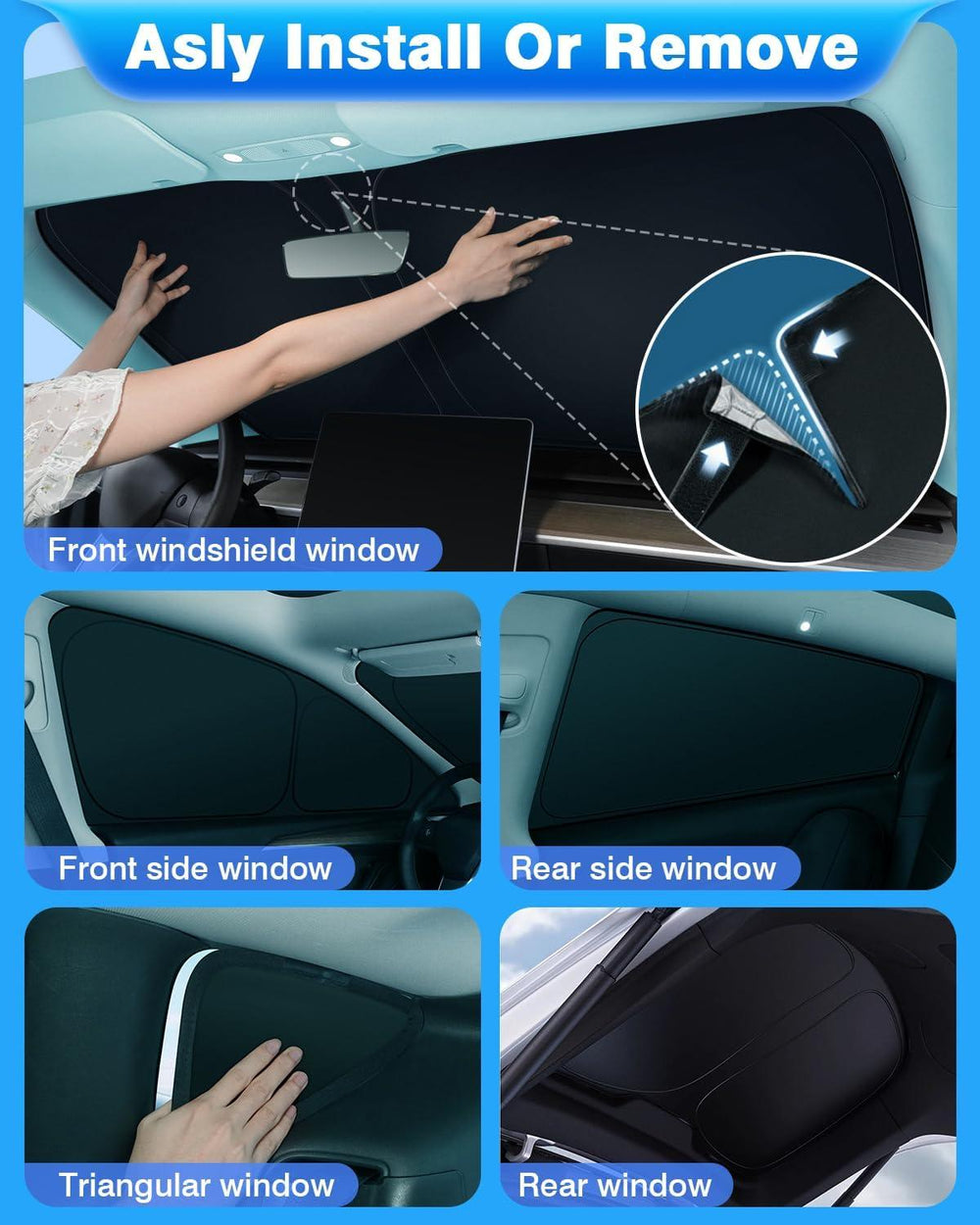 Privacy Curtains & Full Windows Sunshade For Model Y - TESDADDY